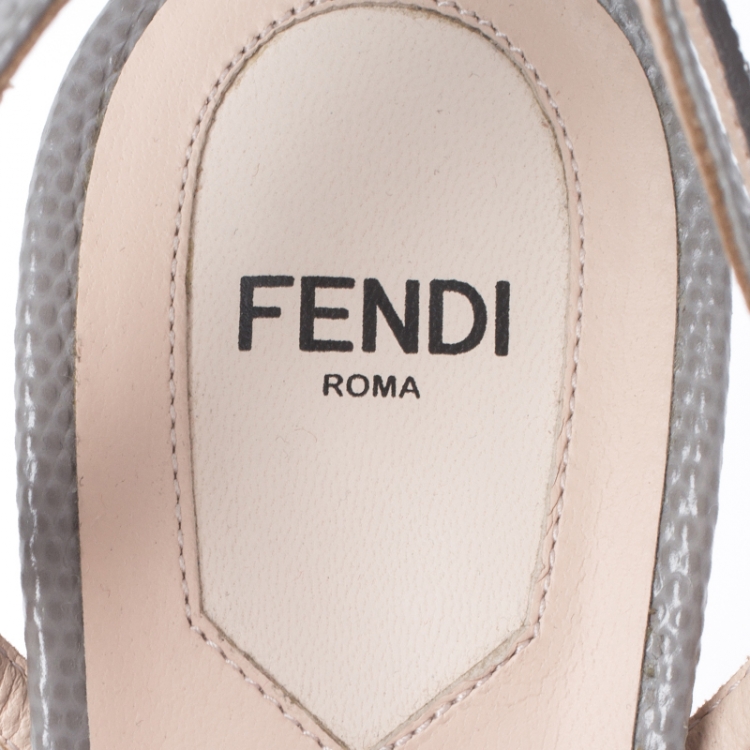 Pre Owned Fendi Multicolor Studded Lizard and Leather Fantazia Sandals Size 37