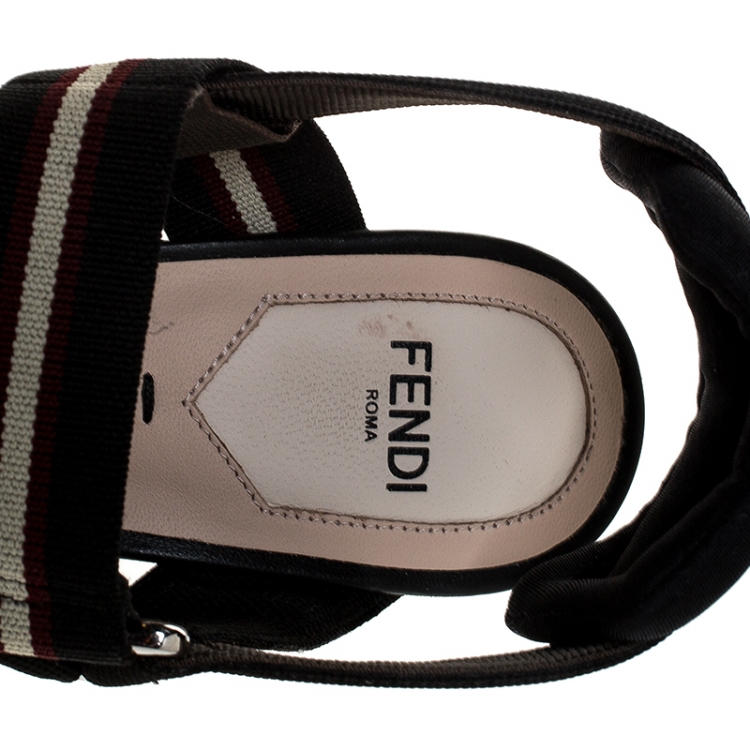 مملوكة مسبقًا Fendi Black/Brown Mesh Colibri Slingback Pumps Size 36