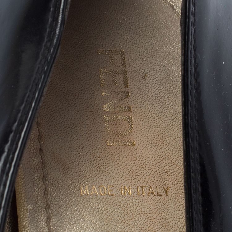 مملوكة مسبقًا Fendi Black Patent Leather Bow Ballet Flats Size 38