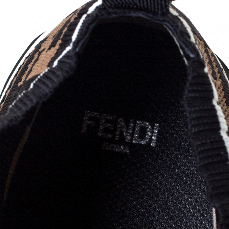 Pre Owned Fendi Multicolor FF Monogram Knit Fabric Rockoko Sneakers Size 38