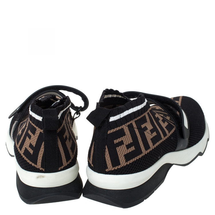 Pre Owned Fendi Multicolor FF Monogram Knit Fabric Rockoko Sneakers Size 38
