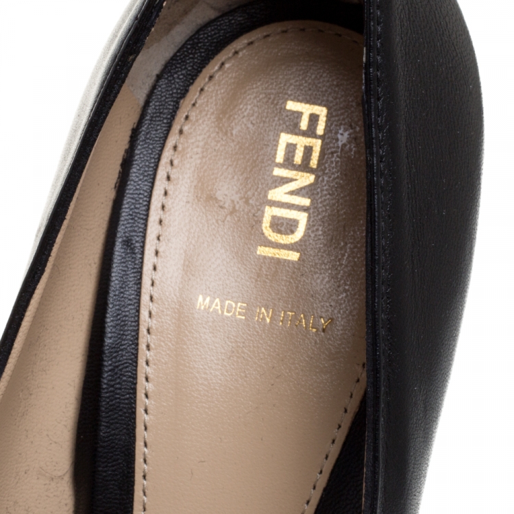 Pre Owned Fendi Black Leather Fendista Platform Pumps Size 39.5