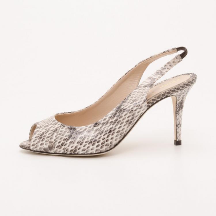 Pre Owned Fendi Watersnake Pointed Toe Slingback Pumps Size 38