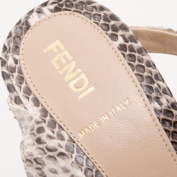 Pre Owned Fendi Watersnake Pointed Toe Slingback Pumps Size 38