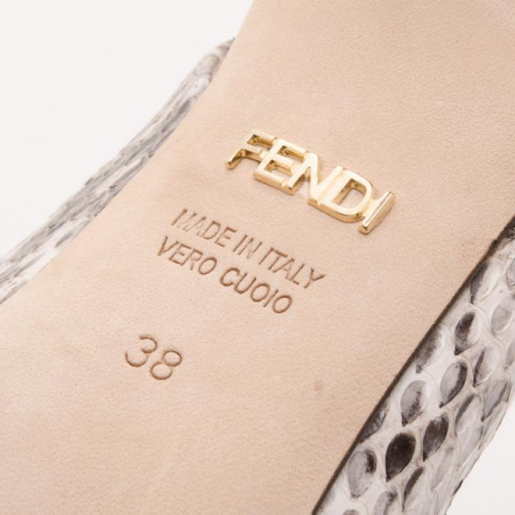 Pre Owned Fendi Watersnake Pointed Toe Slingback Pumps Size 38