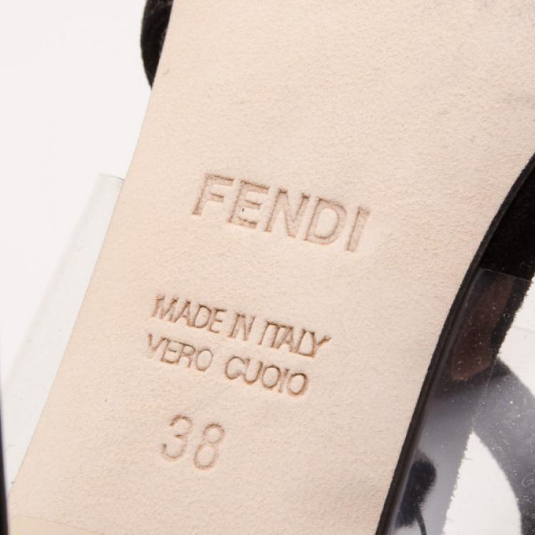 Pre Owned Fendi Black Suede and Clear Sandals Size 38