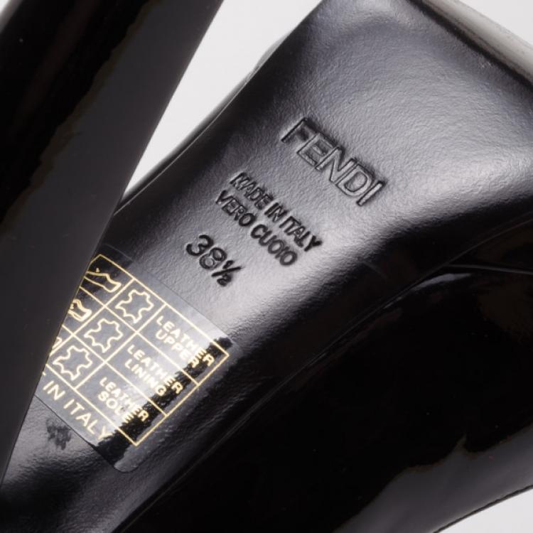 Pre Owned Fendi Button Detail Black and Gold Patent Pumps Size 38.5