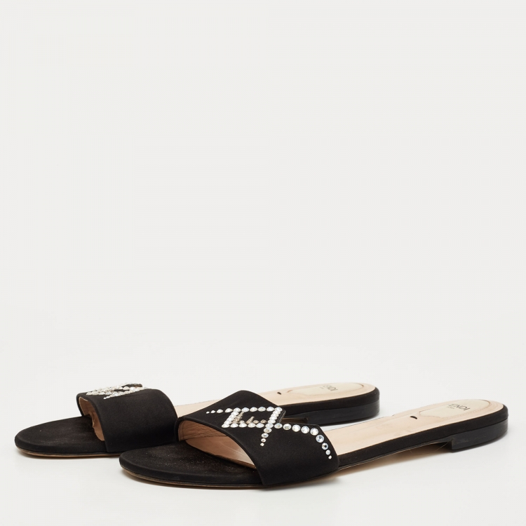 Fendi black satin on sale slides