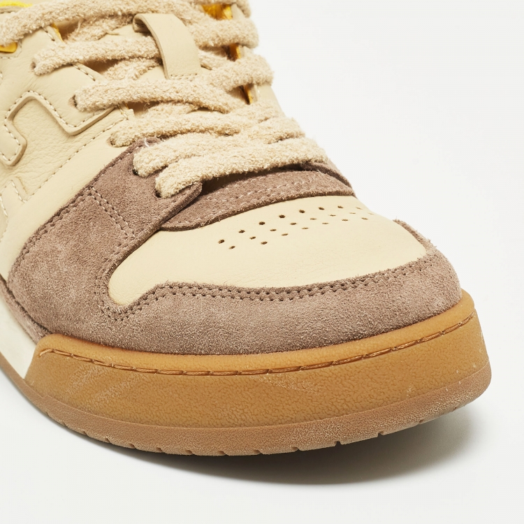 Pre Owned Fendi Beige/Brown Suede and Leather Low Top Sneakers Size 39