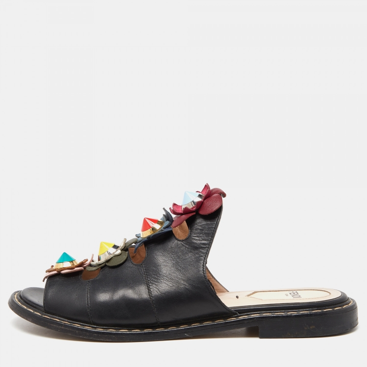 Fendi black leather discount sandals