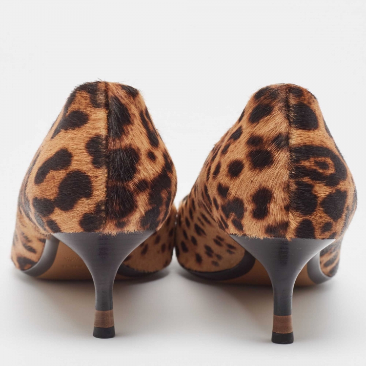 Pre Owned Fendi Beige/Brown Calf hair Round Toe Pumps Size 39
