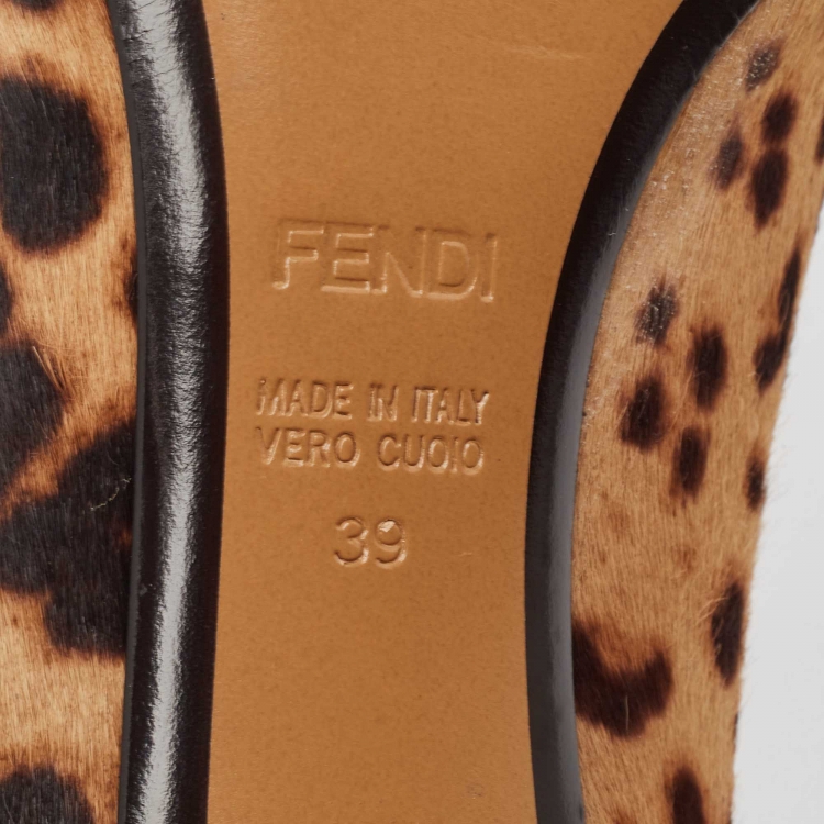 Pre Owned Fendi Beige/Brown Calf hair Round Toe Pumps Size 39