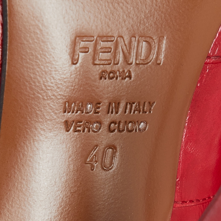 Pre Owned Fendi Red Leather and Fabric Rockoko Over The Knee Length Pointed Toe Boots Size 40