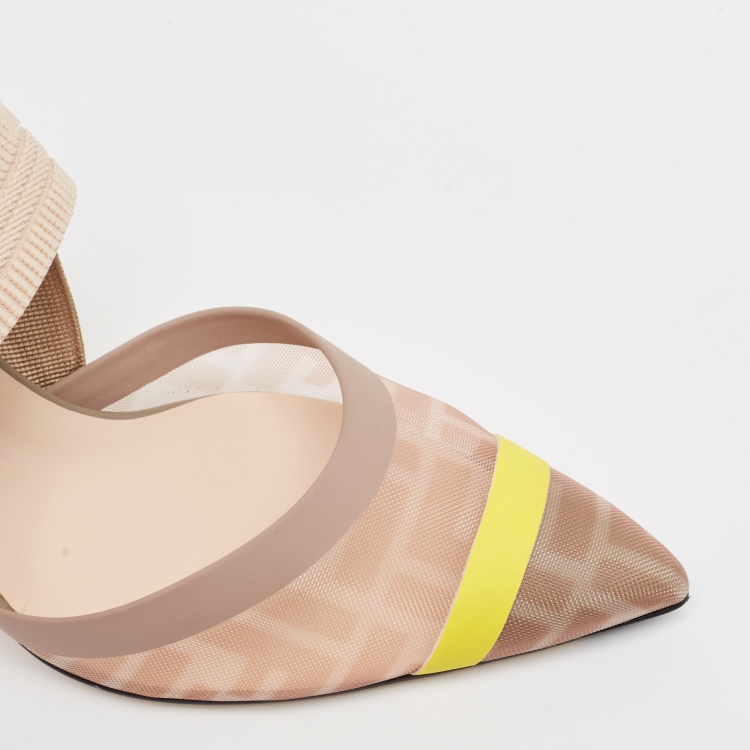 Pre Owned Fendi Multicolor Mesh Colibri Slingback Pumps Size 39