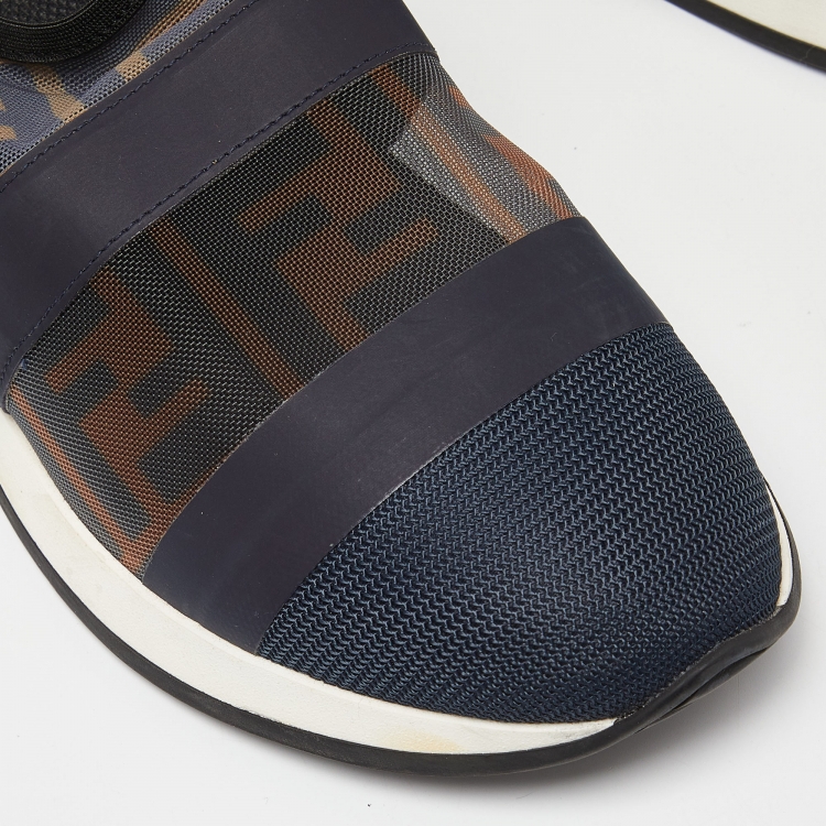 مملوكة مسبقًا Fendi Multicolor Stretch Mesh/Rubber and Nylon Runaway Slip-On Sneakers Size 36.5
