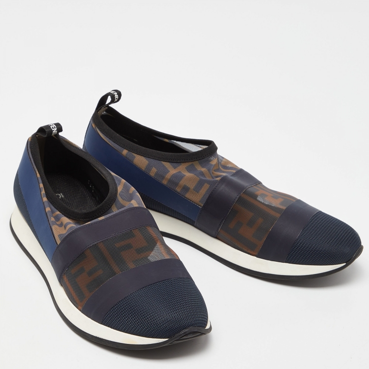 مملوكة مسبقًا Fendi Multicolor Stretch Mesh/Rubber and Nylon Runaway Slip-On Sneakers Size 36.5