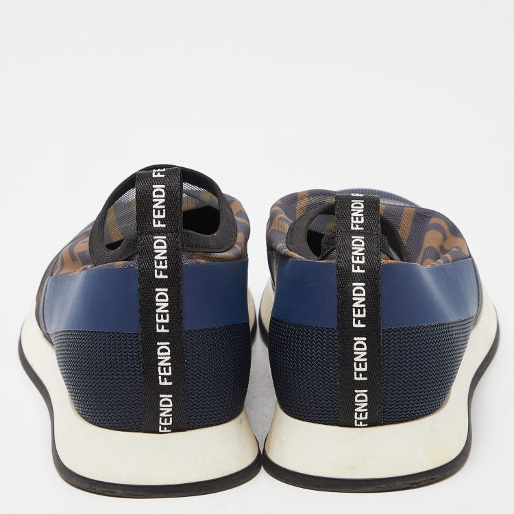 مملوكة مسبقًا Fendi Multicolor Stretch Mesh/Rubber and Nylon Runaway Slip-On Sneakers Size 36.5