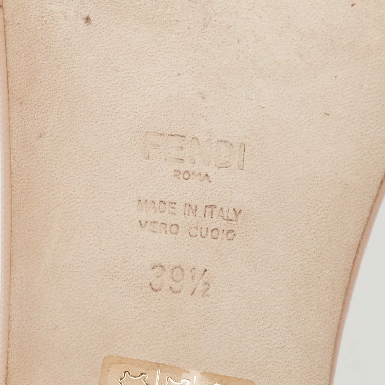 Pre Owned Fendi Dusty Pink FF Embossed Leather Flat Slides Size 39.5