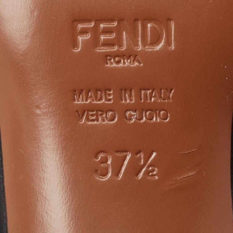 Pre Owned Fendi Brown/Black Zucca Mesh and Leather Colibri Pumps Size 37.5