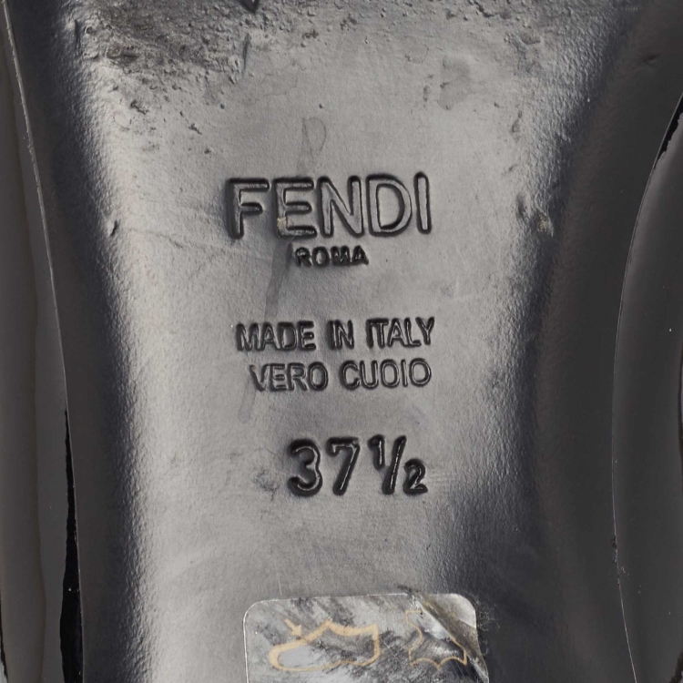 مملوكة مسبقًا Fendi Black Patent Leather Cap Toe Ballet Flats Size 37.5