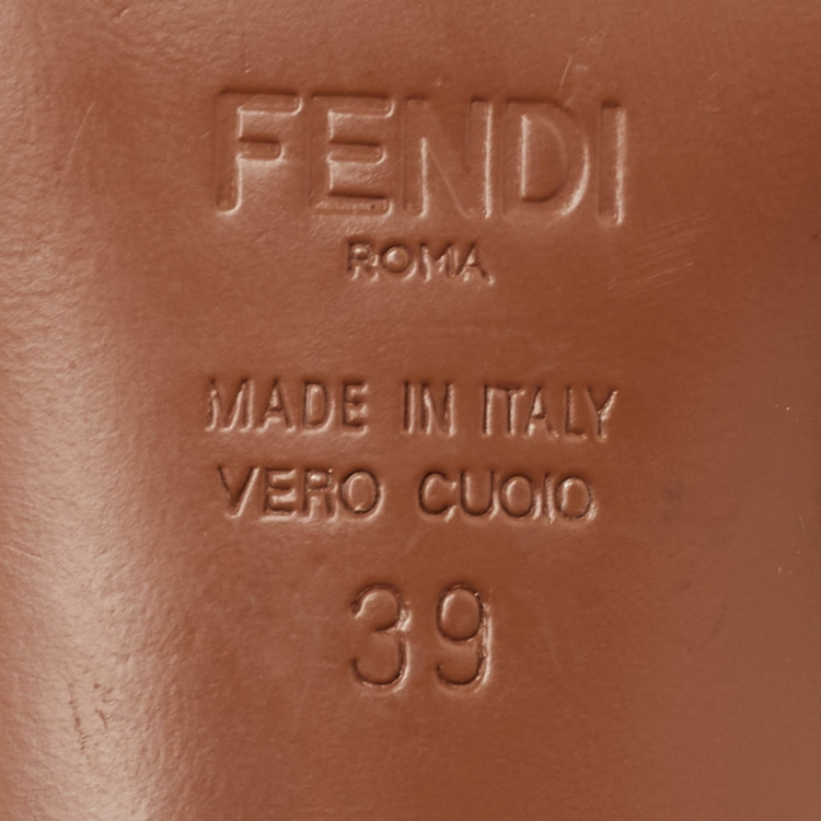 Pre Owned Fendi Brown/Black Zucca Mesh and Leather Colibri Pumps Size 39
