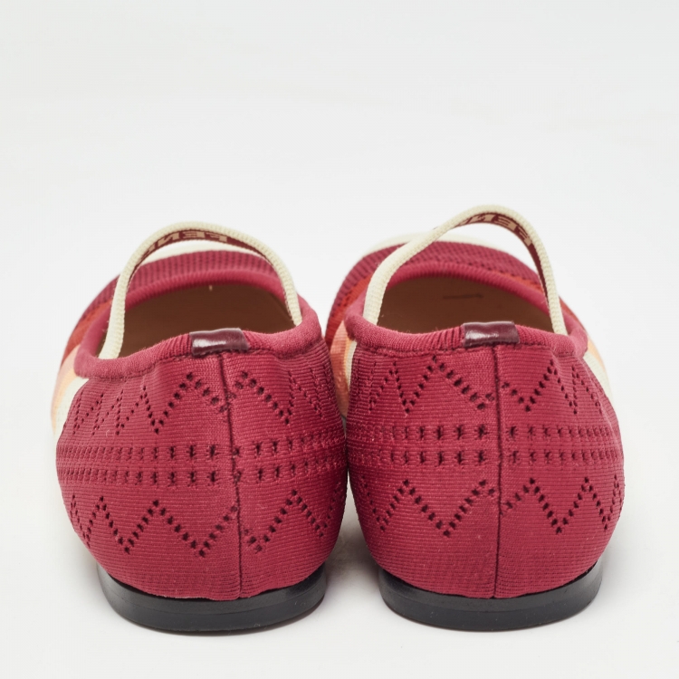 مملوكة مسبقًا Fendi Multicolor Striped Knit Fabric Ballet Flats Size 37
