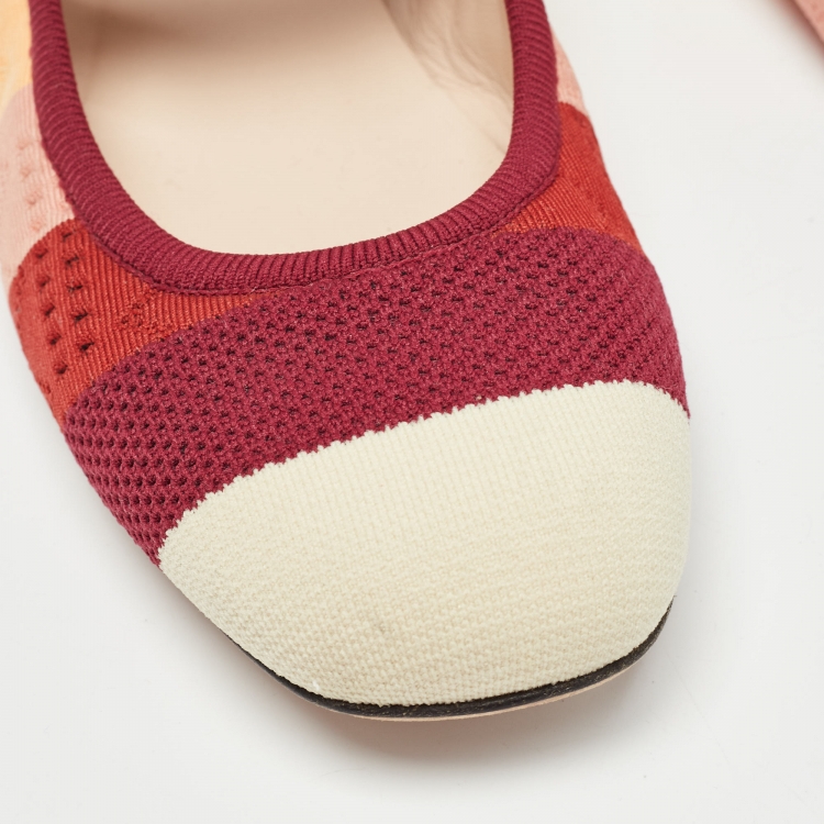 مملوكة مسبقًا Fendi Multicolor Striped Knit Fabric Ballet Flats Size 37