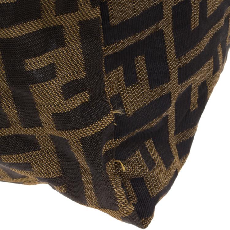 Pre Owned Fendi Brown Zucca Canvas Carryall Weekender Traveling Bag