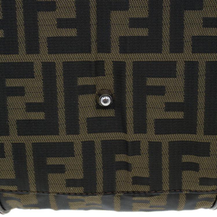 Pre Owned Fendi Tobacco Zucca Leather and Canvas Duffel Bag