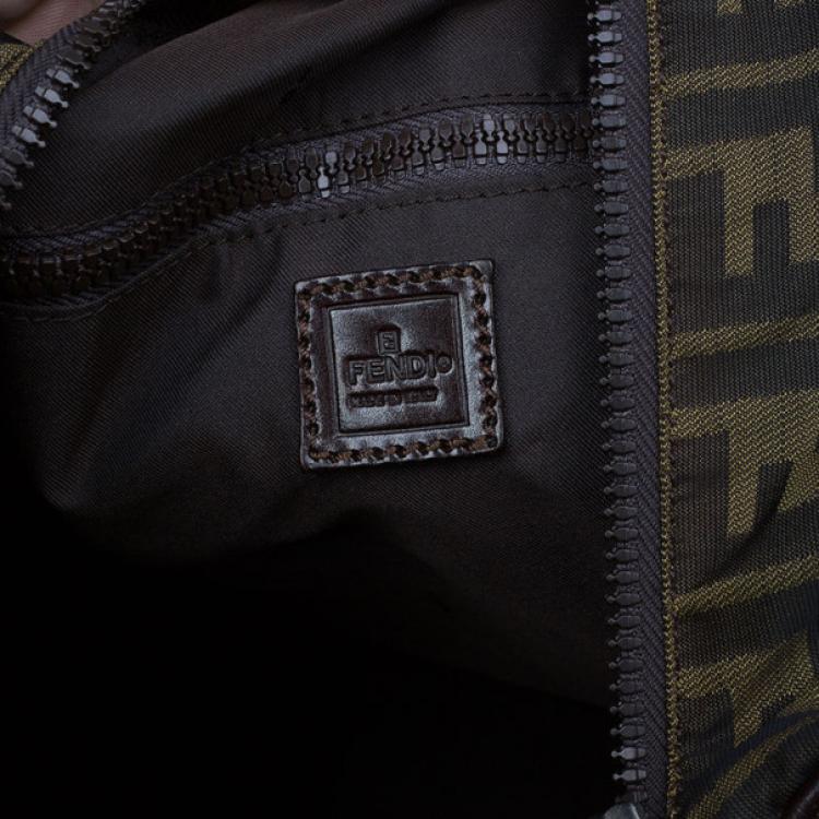 Pre Owned Fendi Tobacco Zucca Leather and Canvas Duffel Bag
