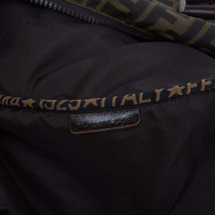 Pre Owned Fendi Tobacco Zucca Leather and Canvas Duffel Bag