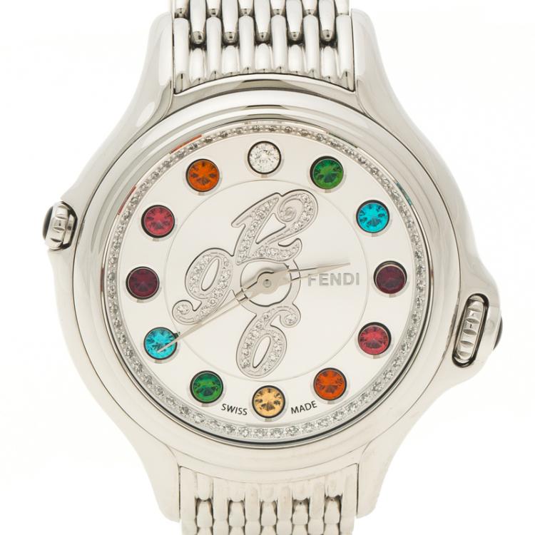 Pre Owned Fendi Silver Stainless Steel Crazy Carats Women's Wristwatch 38mm