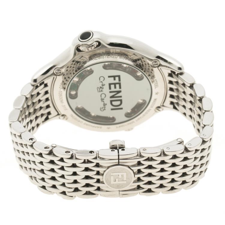 Pre Owned Fendi Silver Stainless Steel Crazy Carats Women's Wristwatch 38mm