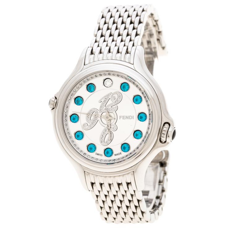 Pre Owned Fendi Silver Stainless Steel Crazy Carats Women's Wristwatch 38mm