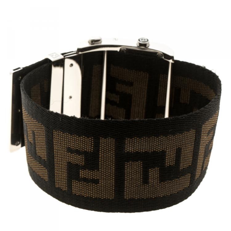 Pre Owned Fendi Black Stainless Steel Diamond Zip Code 1120G Women's Wristwatch 40 mm