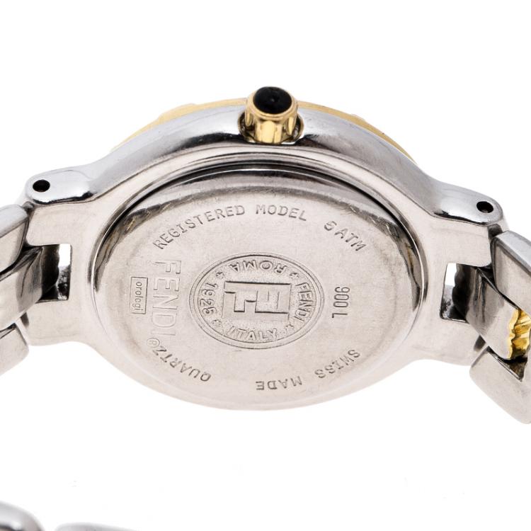 Pre Owned Fendi Black Two Tone Stainless Steel 900L Women's Wristwatch 26 mm