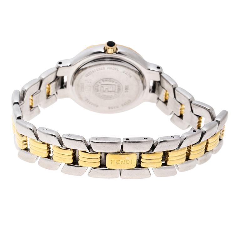 Pre Owned Fendi Black Two Tone Stainless Steel 900L Women's Wristwatch 26 mm