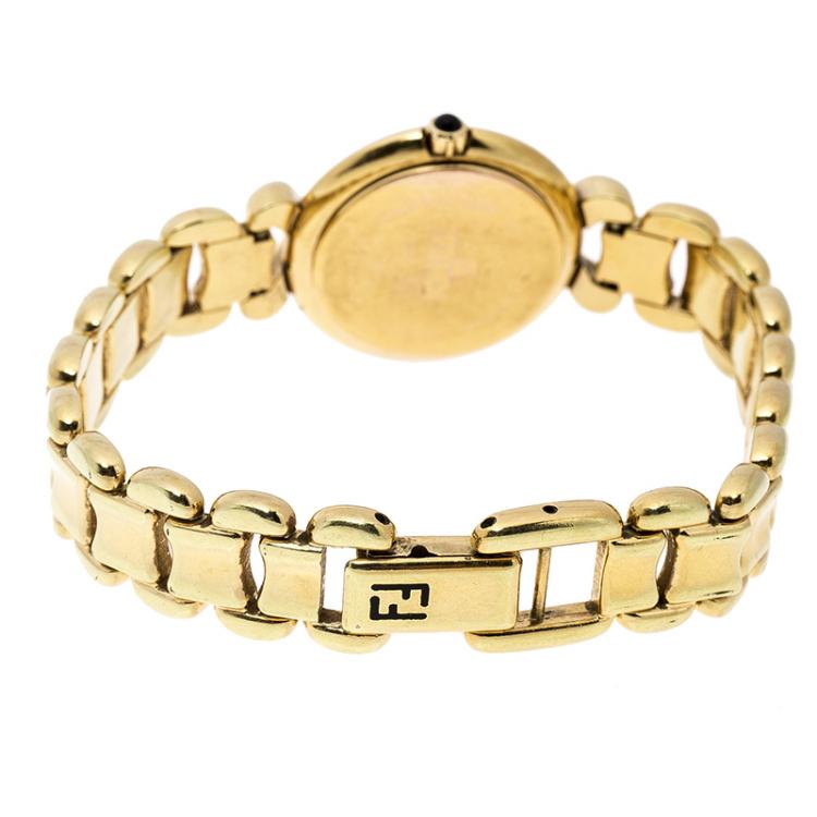Pre Owned Fendi Yellow Mother of Pearl Gold Tone 700L Women's Wristwatch 25 mm