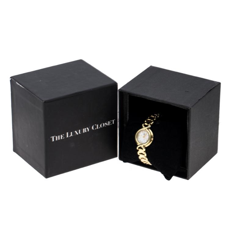 Pre Owned Fendi Yellow Mother of Pearl Gold Tone 700L Women's Wristwatch 25 mm