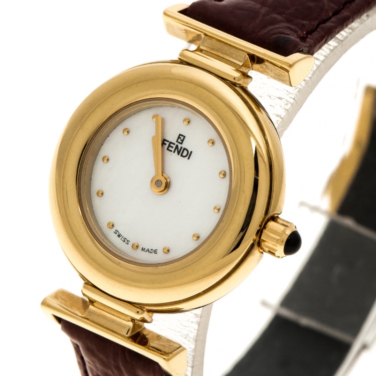 Pre Owned Fendi White Mother of Pearl 320L Women's Wristwatch 23 mm