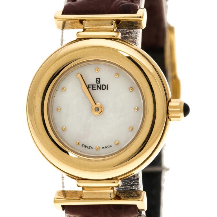 Pre Owned Fendi White Mother of Pearl 320L Women's Wristwatch 23 mm