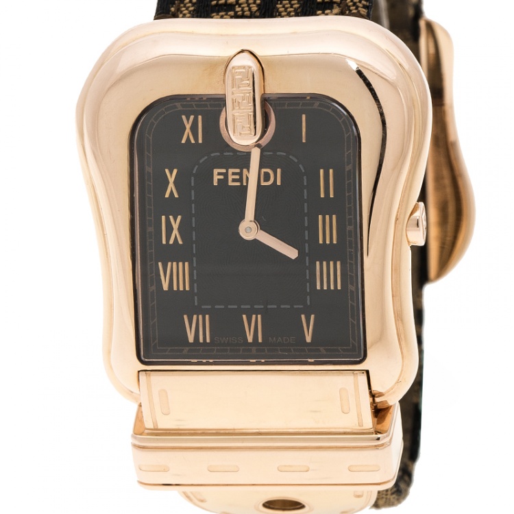 Pre Owned Fendi Black Zucca Canvas B. Fendi Women's Wristwatch 33 mm