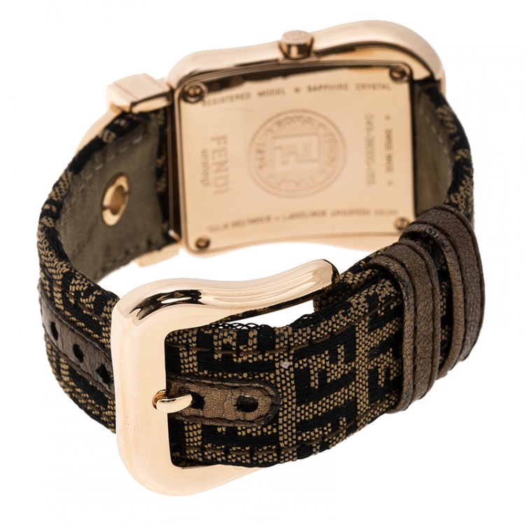 Pre Owned Fendi Black Zucca Canvas B. Fendi Women's Wristwatch 33 mm