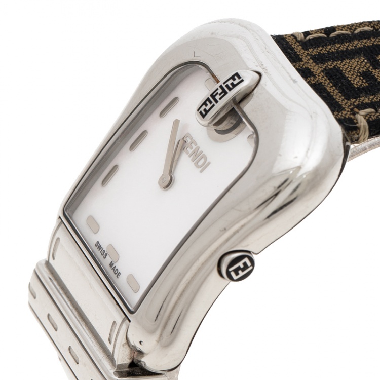 Pre Owned Fendi Mother of Pearl Stainless Steel B.Fendi 3800G Women's Wristwatch 33 mm