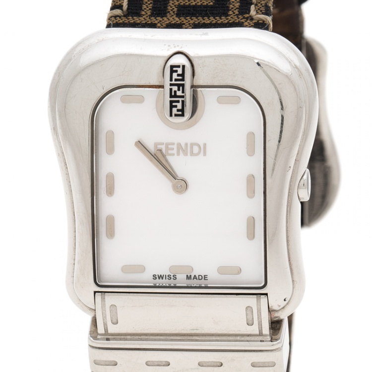Pre Owned Fendi Mother of Pearl Stainless Steel B.Fendi 3800G Women's Wristwatch 33 mm