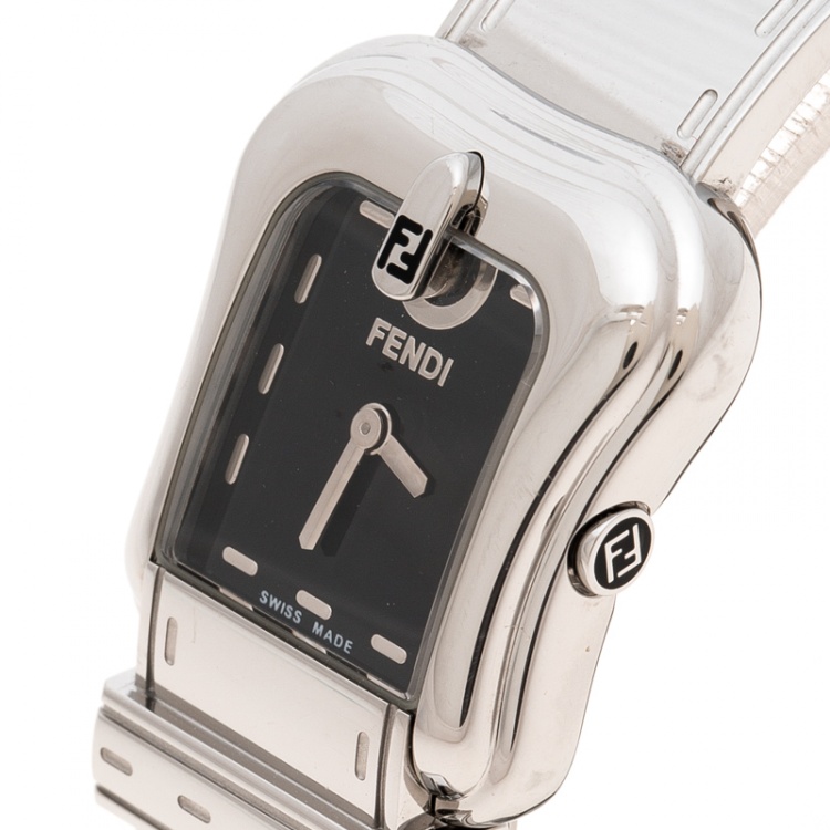 Pre Owned Fendi Black Stainless Steel B.Fendi 3800L Women's Wristwatch 23 mm