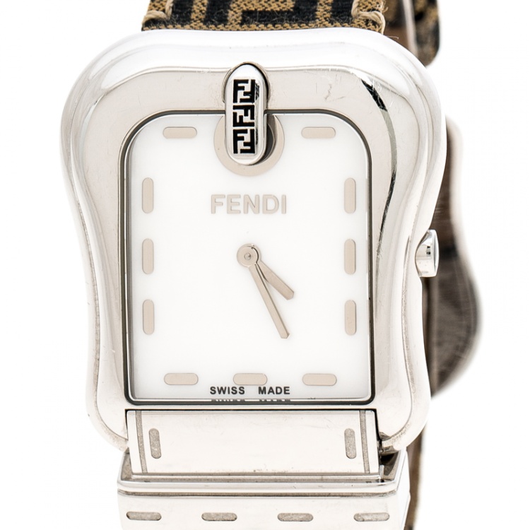 Pre Owned Fendi Mother of Pearl Stainless Steel B.Fendi 3800G Women's Wristwatch 33 mm