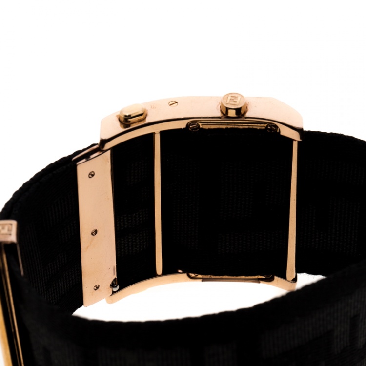 Pre Owned Fendi Yellow Rose Gold Plated Stainless Steel 1140G Zip Code Women Wristwatch 46 mm