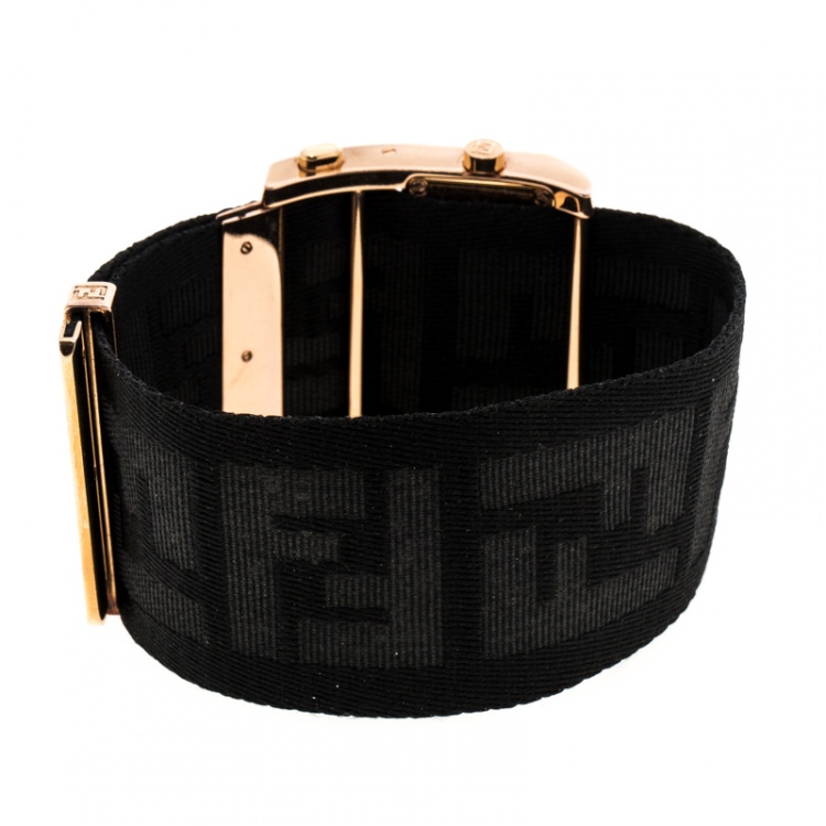 Pre Owned Fendi Yellow Rose Gold Plated Stainless Steel 1140G Zip Code Women Wristwatch 46 mm