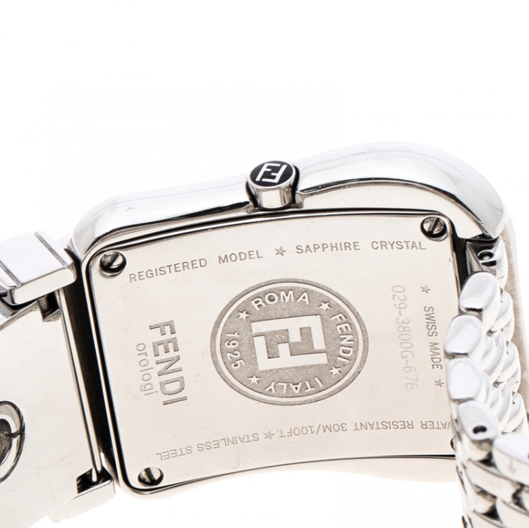 Pre Owned Fendi White Mother of Pearl Stainless Steel And Diamond B. Fendi 3800G Women's Wristwatch 33mm